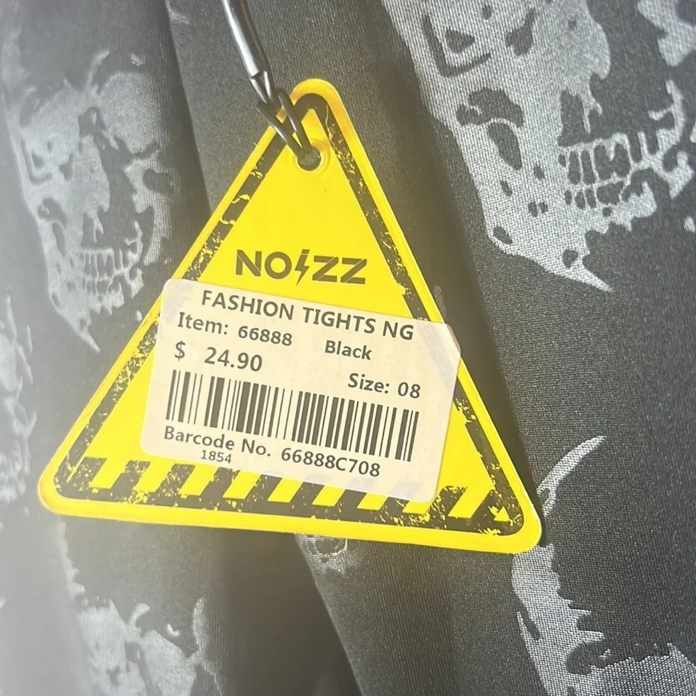 Noizz Kids Black Skull Print Leggings Girls Size 8 Stretch Gothic Punk Tights - Picture 5 of 9
